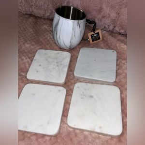 Brand new white marble Moscow mule mug and 4 coasters
